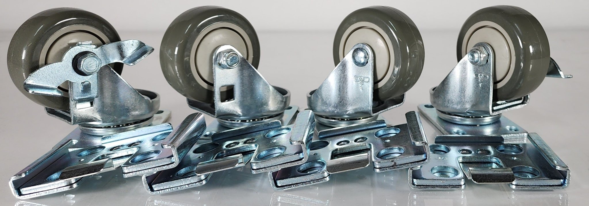 Three inch removable locking swivel casters with docking plates