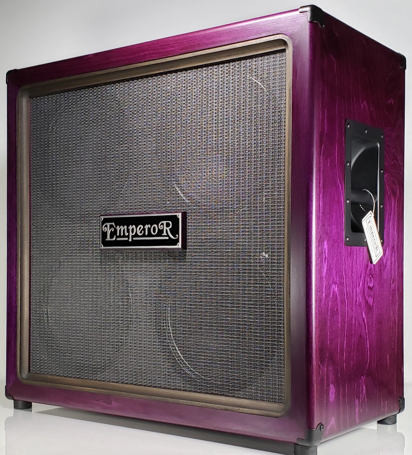 a purple 4x12 guitar speaker cabinet