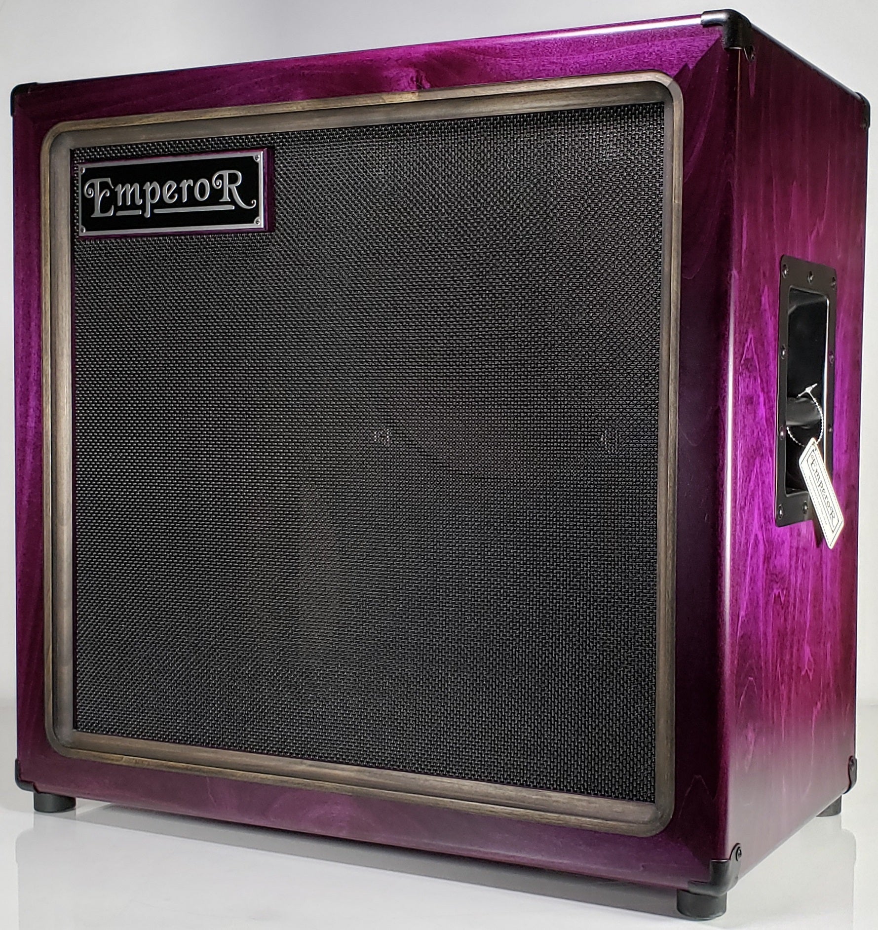a purple oversized 2x12 guitar speaker cabinet
