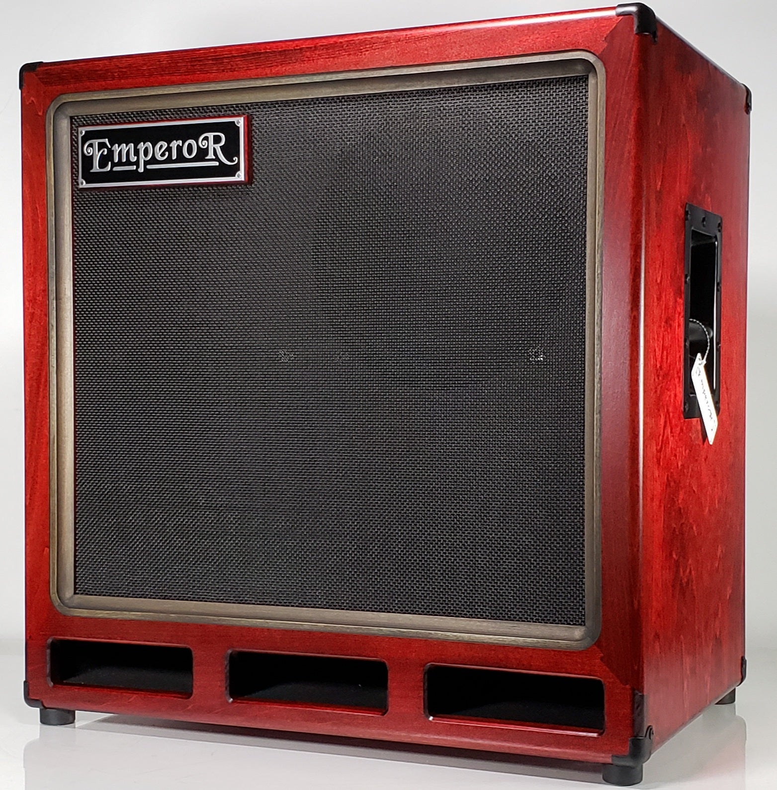 a red 2x12 bass speaker cabinet