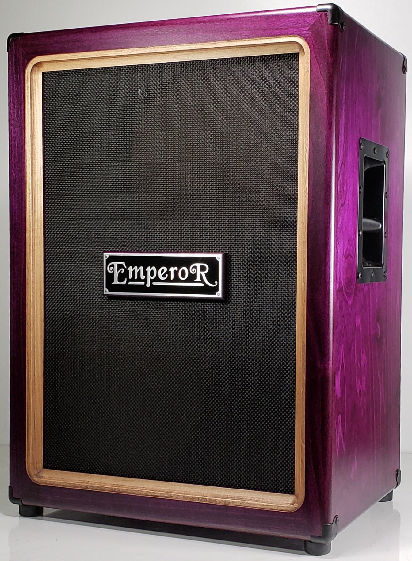 front view of a custom made vertical 2x12 guitar speaker cabinet